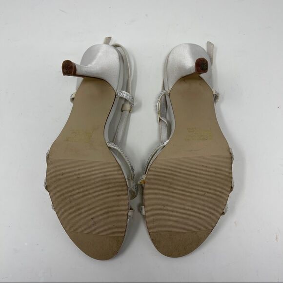 Cause & Effect Sandals Satin Rhinestones Bridal Wedding Strappy Women's 7 - Picture 7 of 10